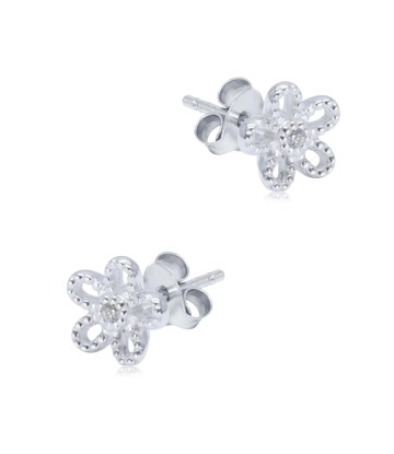 Beautiful Flower Crystal Silver Stud Earring STS-6463